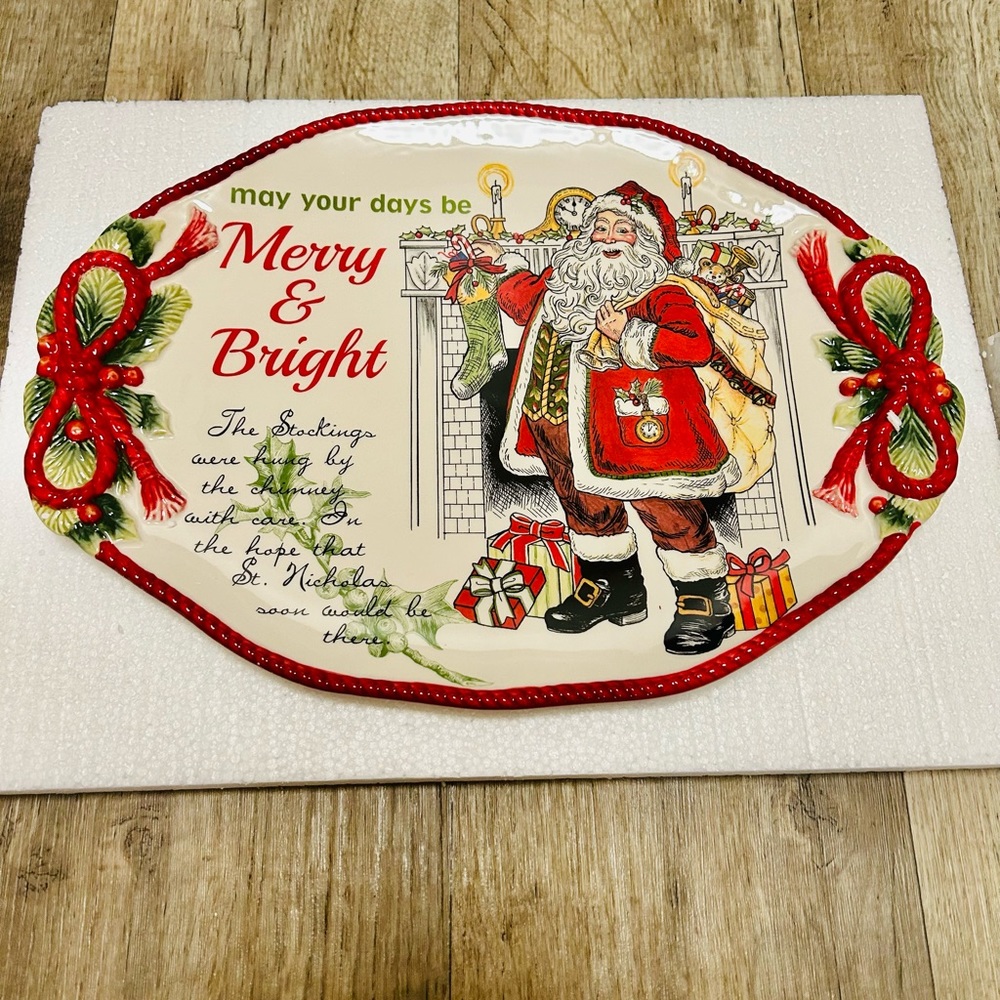 FITZ and FLOYD Night Before Christmas 17" Oval Serving Plate Ceramic in GIFT BOX
